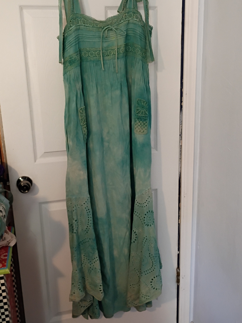 NWT A Rare Bird Miss Madam Seafoam Maxi Eyelet Dress S M - Picture 3 of 12